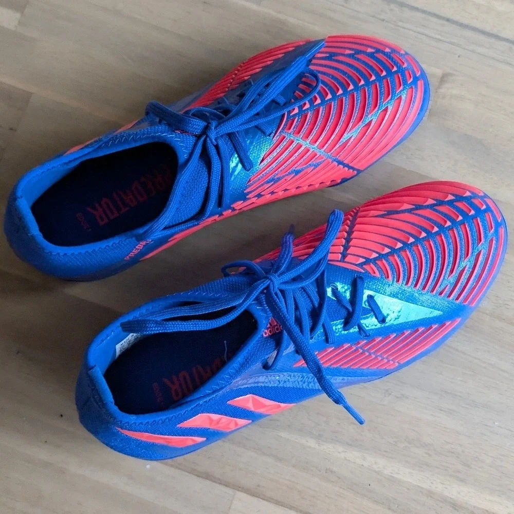 Adidas Predator Edge.3 FG Soccer Cleats Blue Turbo Red Youth Size 5.5 NEW